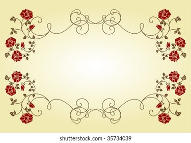 Retro frame with roses.