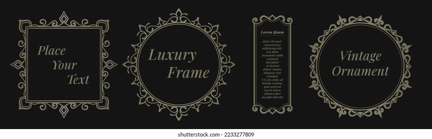 retro frame set, vintage ornament