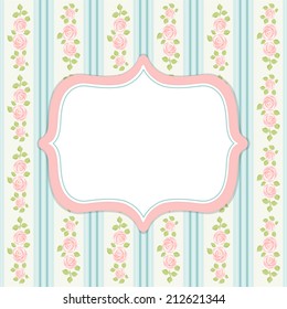 Retro frame in shabby chic style ideal as birthday, wedding, bridal or baby shower card