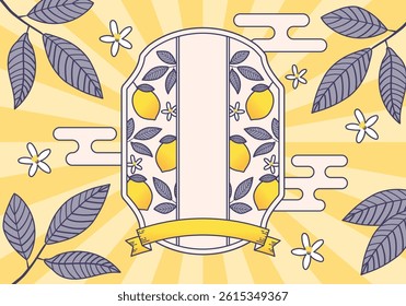 Retro frame with simple lemon illustration