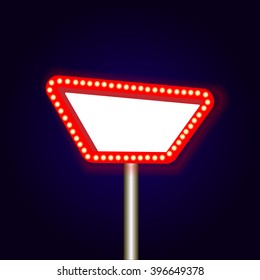 Retro frame for writing. Frame with neon lights advertising. Glowing lights in a retro style for your advertising. Vintage background. Vector illustration