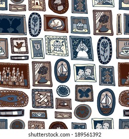 retro framed pictures seamless pattern