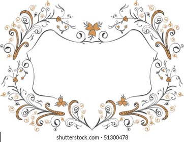 retro frame,floral silhouette