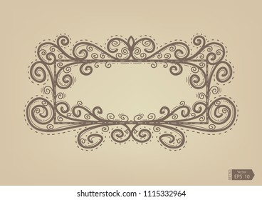 Retro frame.Retro wedding invitations .Vintage ornament greeting card vector template