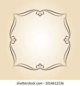 Retro frames calligraphic vignettes.Vector illustration.Brown on beige.