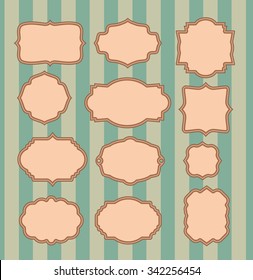 retro frames set on background with stripes