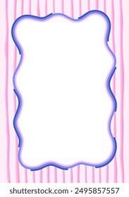 Retro frames for social media, photo cards, posters, invitations, etc. Groovy border in 60s, and 70s style. Vector.