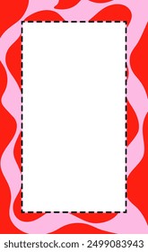 Retro frames for social media, photo cards, posters, invitations, etc. Groovy border in 60s, and 70s style. Vector.