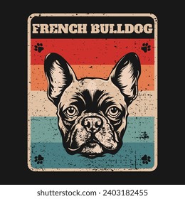 Retro French Bulldog tshirt Design vector