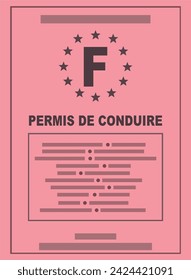 Retro French driving license written in French in flat design style (cut out)