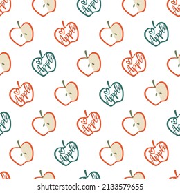 Retro Fresh Apple Fruity Vector Graphic Art Seamless Pattern can be use for background and apparel design