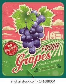 Retro Fresh Grapes Poster Design