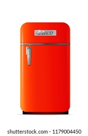 Retro fridge icon. Flat illustration of retro fridge vector icon for web design