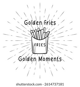 Retro Fried Fries Label with Sunburst Style