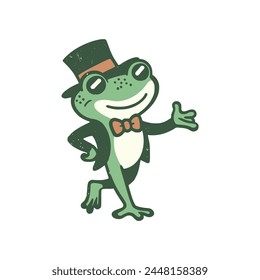 retro frog cartoon characters vector illustration template design
