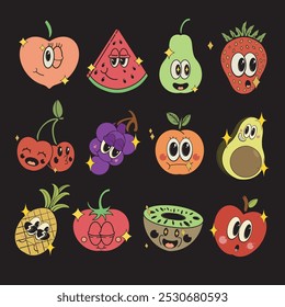 retro fruit vector design collection