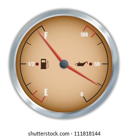 Retro fuel and oil gauge icon. Vector illustration