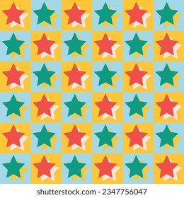 Retro divertido estrella de color brillante diseño de patrones sin fisuras vector