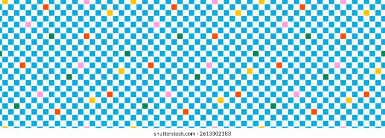 Retro fun colored checkerboard seamless pattern. Playful geometric square vector wallpaper print