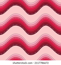 Retro Fun Funky 70s Curvy Stripe Psychedelic Colorful Pink Stars Seamless Background Pattern Repeat