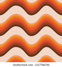 Retro Fun Funky 70s Curvy Stripe Psychedelic Colorful Seamless Background Pattern Repeat