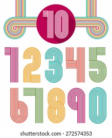 Retro fun numbers. Color set of vintage.