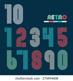 Retro fun numbers. Color set of vintage.