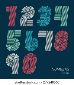 Retro fun numbers. Color set of vintage.