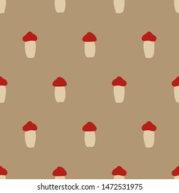 Retro fungi background. Wild forest seamless pattern with mushrooms.