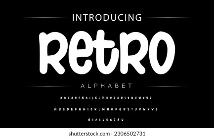 Retro Funky colorful cartoon font type. Vector alphabet