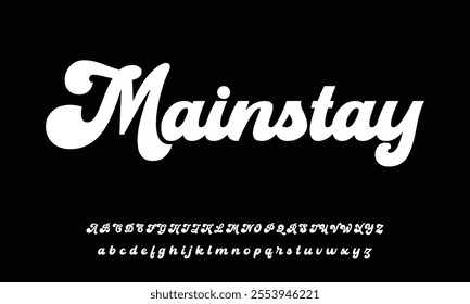 Retro Funky is a soft and plump 1970s style script alphabet with rainbow colored multi shadow layers.