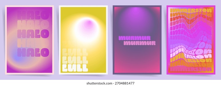 Retro Funky Typography Posters with Psychedelic Gradients and Wavy Text