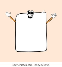 Retro funny cartoon speech bubble character. Cartoon comical blank message for text .Vector illustration. 