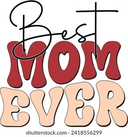 Retro Funny Mother's Day Colorful Sublimation Typographic Print Template. Happy Groovy Mom Mama Graphics and Quotes for Print on Demand Industry.