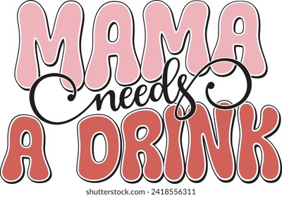 Retro Funny Mother's Day Colorful Sublimation Typographic Print Template. Happy Groovy Mom Mama Graphics and Quotes for Print on Demand Industry.