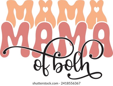 Retro Funny Mother's Day Colorful Sublimation Typographic Print Template. Happy Groovy Mom Mama Graphics and Quotes for Print on Demand Industry.