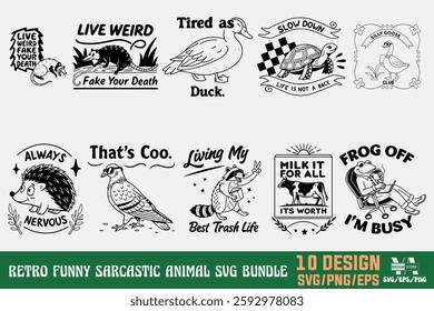 Retro Funny Sarcastic Animal T shirt design