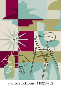 Retro furniture collage