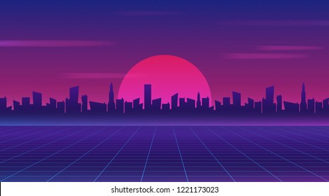 Retro Future 80 S Style Scifi Wallpaper Stock Vector Royalty Free