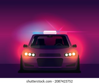 Retro future, 80s style Sci-Fi Background. Futuristic car.