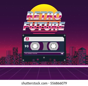 Retro future, 80s style Sci-Fi Background.