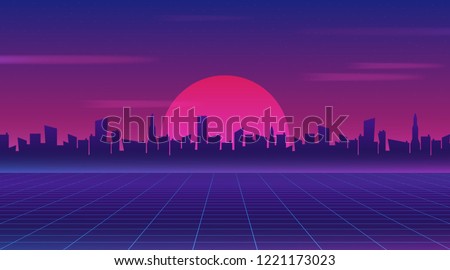 Retro Future 80 S Style Scifi Wallpaper Stock Vector Royalty Free