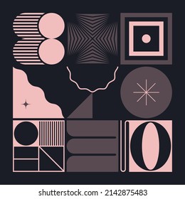 Retro Future Art inspired vector pattern artwork made with abstract geometric shapes and bold forms. Digital graphics design for poster, cover, art, presentation, prints, fabric, wallpaper and etc.