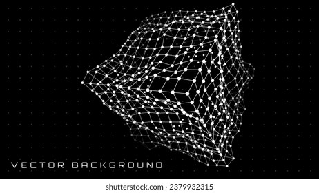 Retro Future Cyber Cube Grid 3D Mesh. Perspective Rectangular HUD Grid with Noise. Vintage Computer Graphics Design. Vector Illustration.