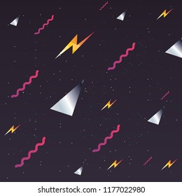 retro future label with geometric figures