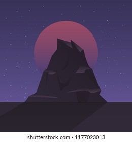 retro future label with mountains scene