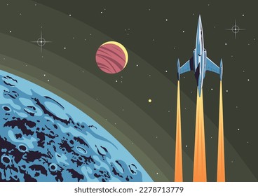 Retro Future Style Space Rocket Background Illustration