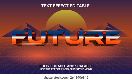 retro future text effect vector editable