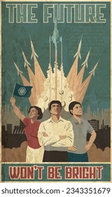 Retro Future Vintage Style Propaganda Poster