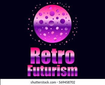 Retro futurism in 80's retro style. Space travel. Vector illustration 